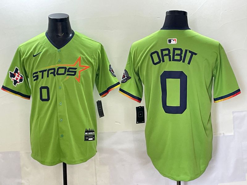 Men 2025 Houston Astros #0 Orbit Green Three generations Joint Name Nike MLB Jersey style 7